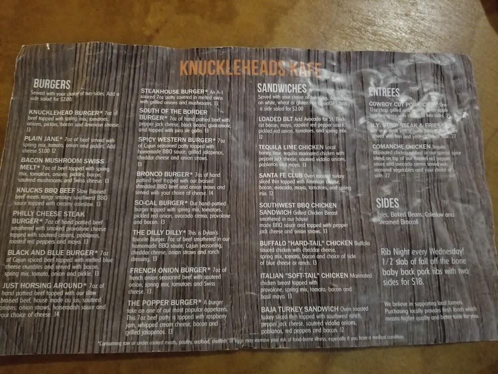 Knucklehead's Kafe Menu image 3